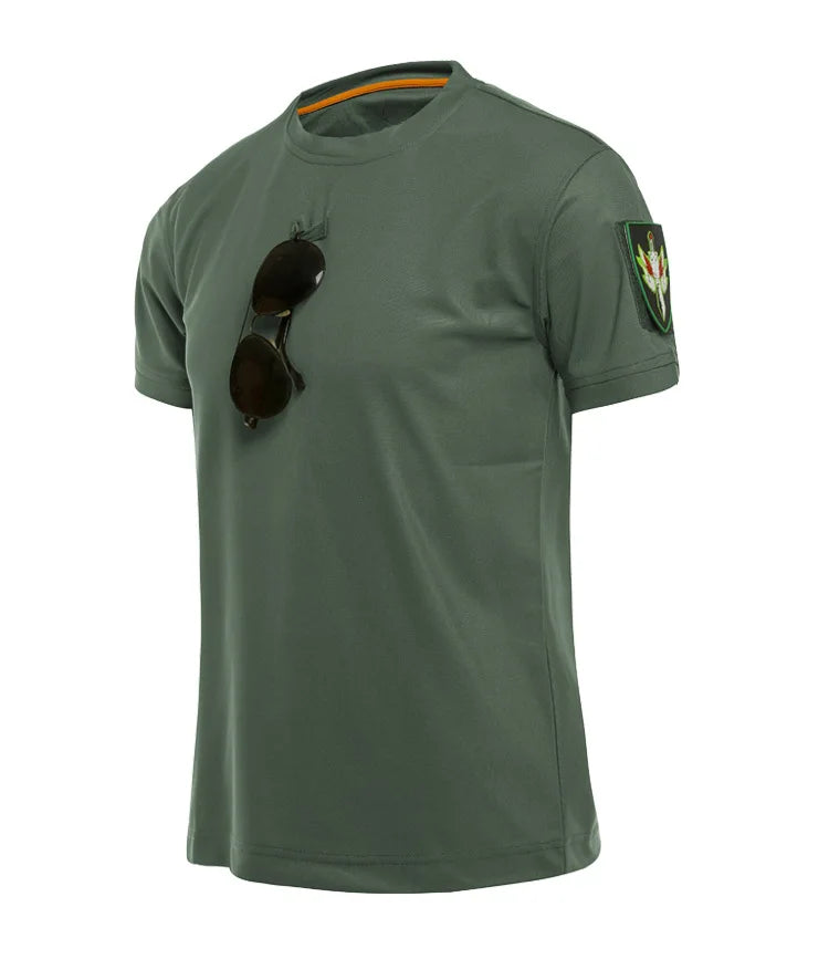 Tactical T-shirt Combat T Shirt Quick Dry Tees Men's Outdoor Hunting Camping Hiking O-Neck Lapel Short Sleeve