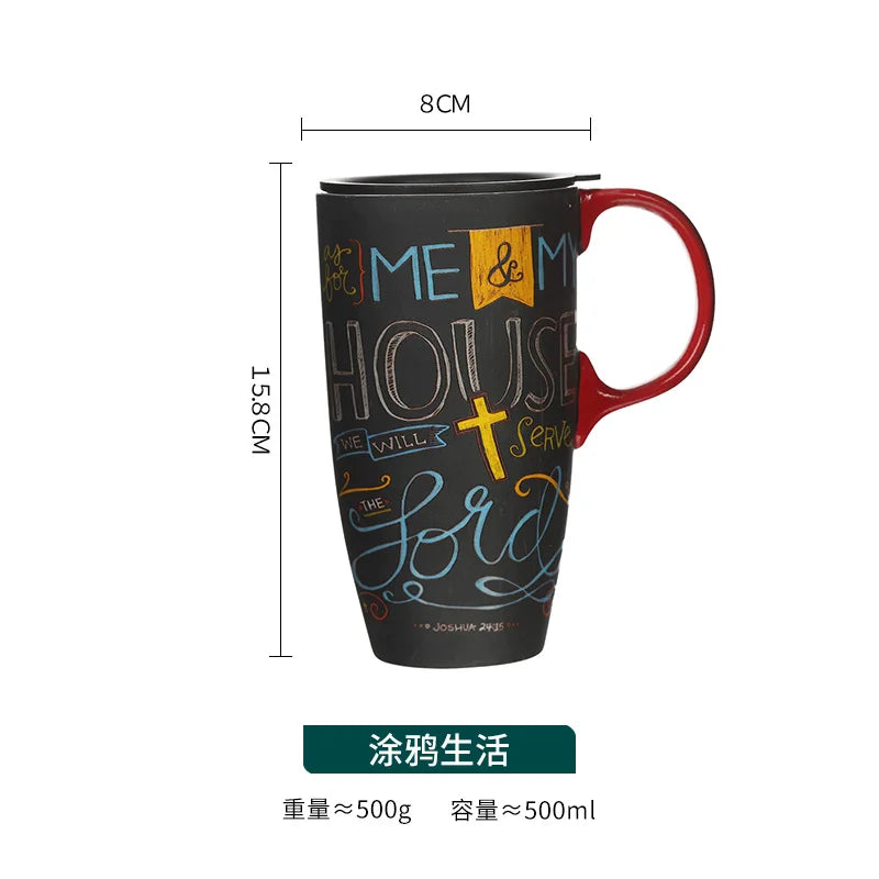 Large-capacity mug mug American ceramic mug ceramic coffee creative coffee cup with lid household water cup