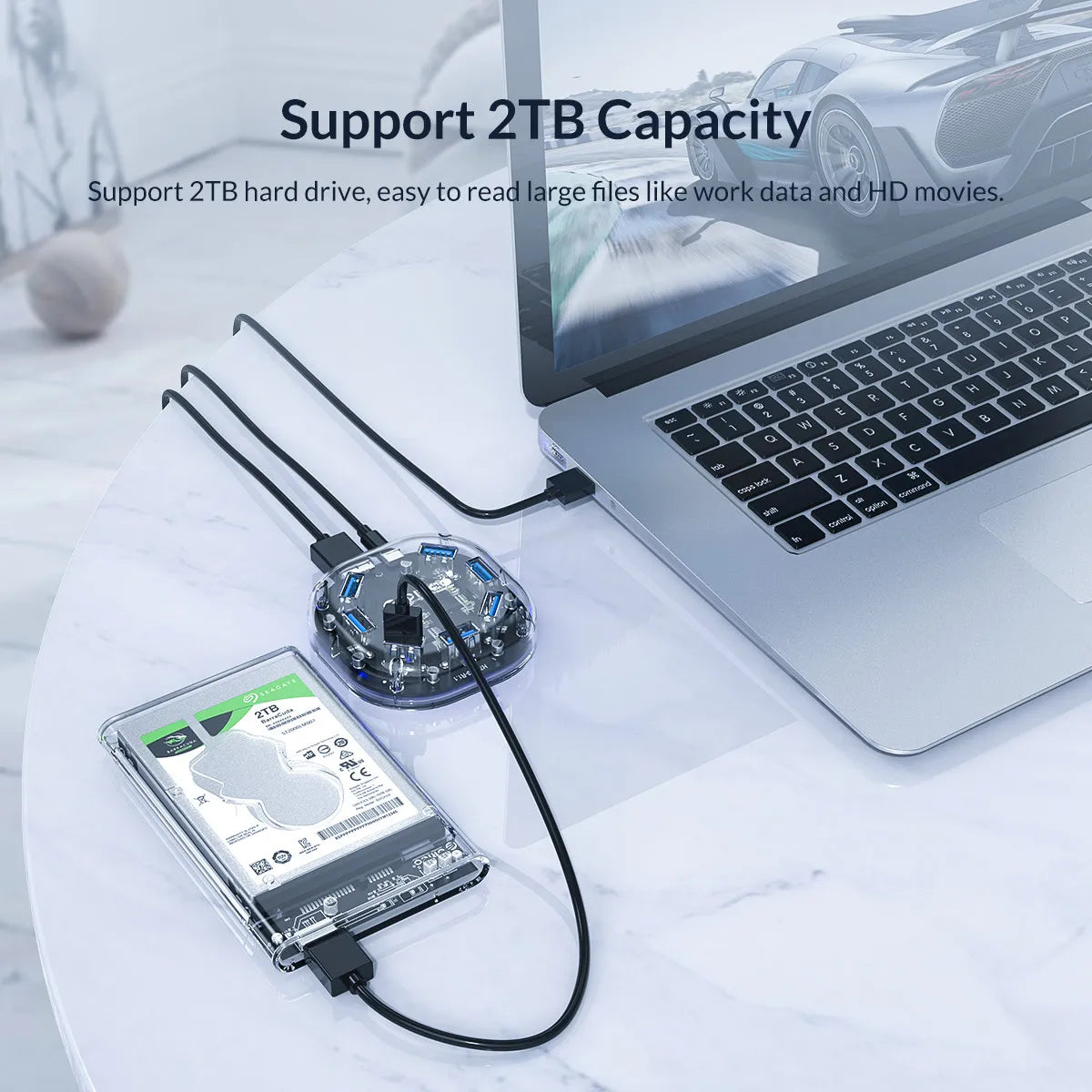 ORICO Transparent Series USB HUB Multi 4 7 Port High Speed USB3.0 Splitter With Micro USB Power Port For Laptop PC OTG Adapter