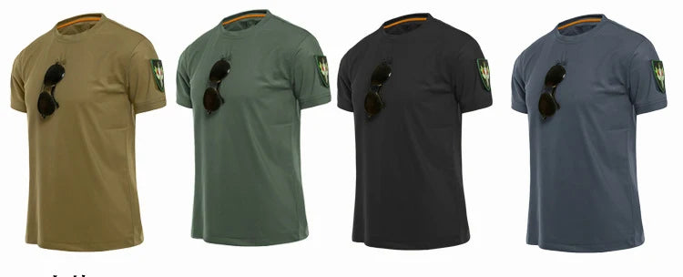 Tactical T-shirt Combat T Shirt Quick Dry Tees Men's Outdoor Hunting Camping Hiking O-Neck Lapel Short Sleeve