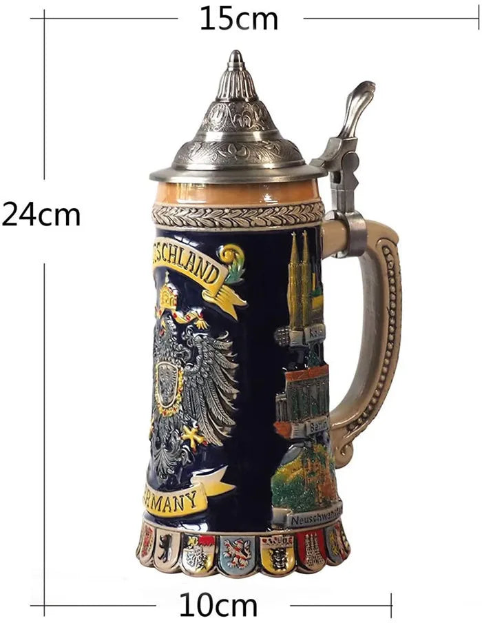 600ml Beer Mugs Big Capacity Germany Geographical Sign Classical  Beer Mug 3D & Resin Steel Stainless Tankard Cup Best Fans Gift