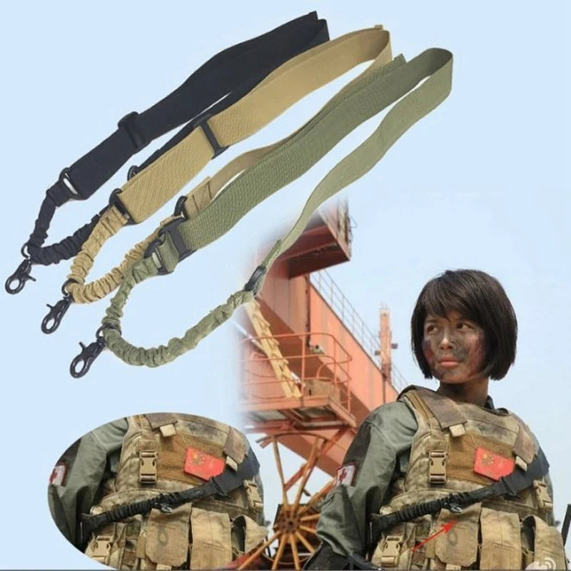 Tactical 1 One Single Point Bungee Rifle Gun Sling Strap Airsoft Military Hunting Universal Strap Heavy Duty Rifle Accessories