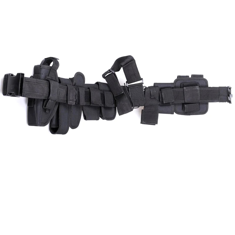 Tactical 10-in-1 Utility Tactical Belt with 9 Commonly Pouches 800D Nylon Fabric Heavy Duty Belt Security Military Hunting Gear