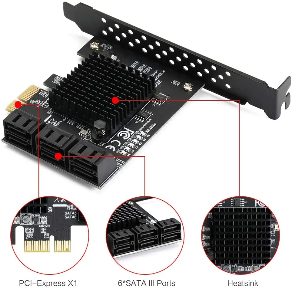 PCIe SATA Card 6/10 Port 6Gbps SATA 3.0 PCIe Card,Support 10 SATA 3.0 Devices, Built-in Adapter Converter For Desktop PC