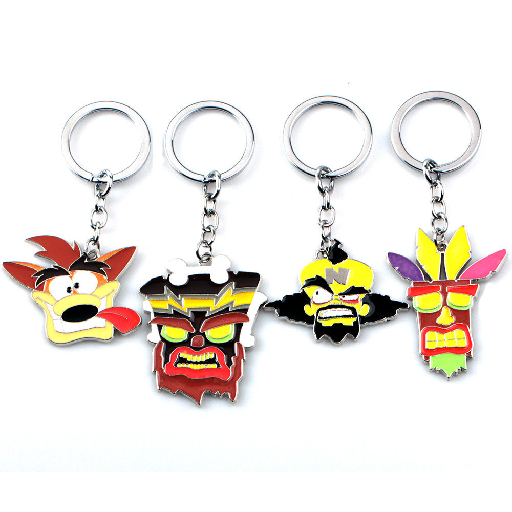 Crash Bandicoot Enamel Keychain for Men Women Cartoon Animal Metal Key Ring Holder Fans Car Bag Decor Jewelry Accessories Gift