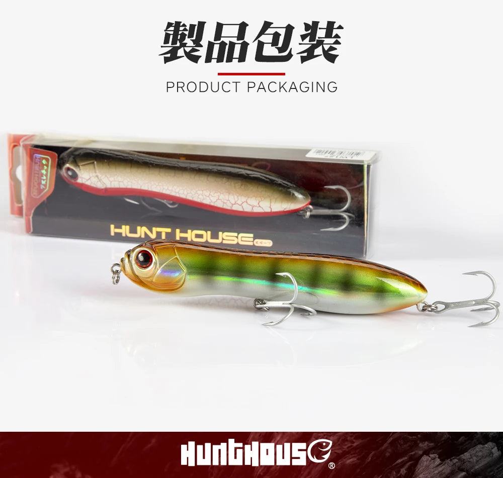 HuntHouse Trairao topwater lure Pencil lure long casting fishing for Bass Pike lure Crazy surface darter sound loud