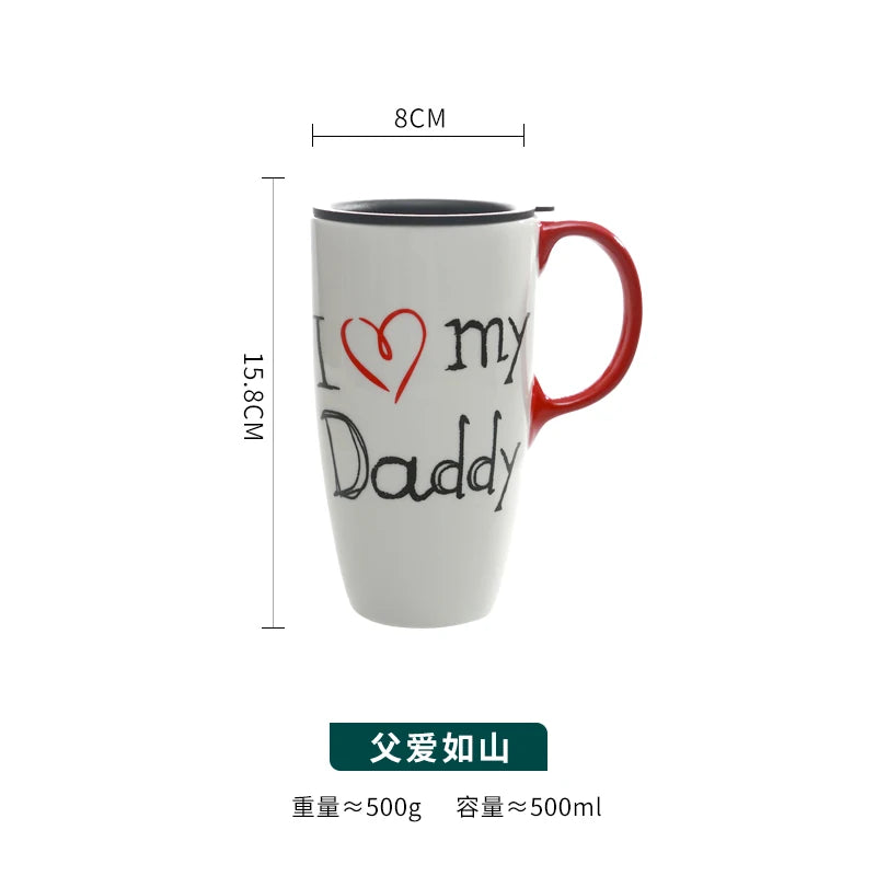 Large-capacity mug mug American ceramic mug ceramic coffee creative coffee cup with lid household water cup