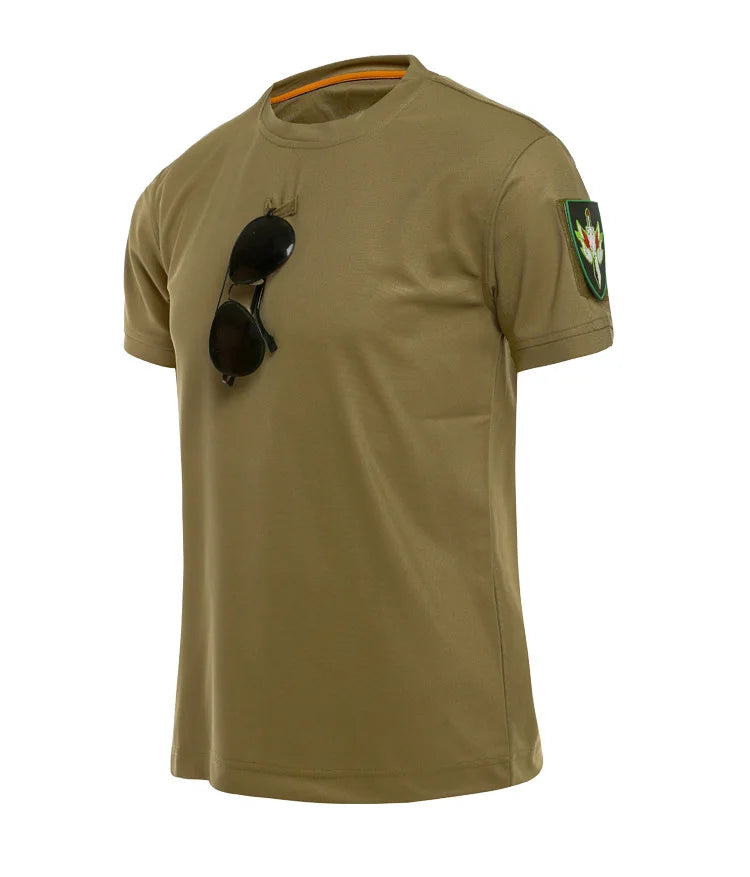 Tactical T-shirt Combat T Shirt Quick Dry Tees Men's Outdoor Hunting Camping Hiking O-Neck Lapel Short Sleeve