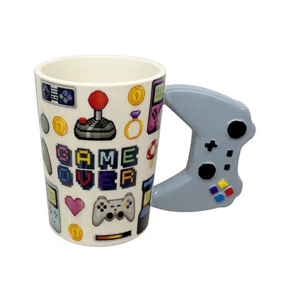 Ceramic Mugs Creative 3D Game Over Coffee Cups Student Milk Game Controller Handle Funny Mug Birthday Christmas Gamer Gift