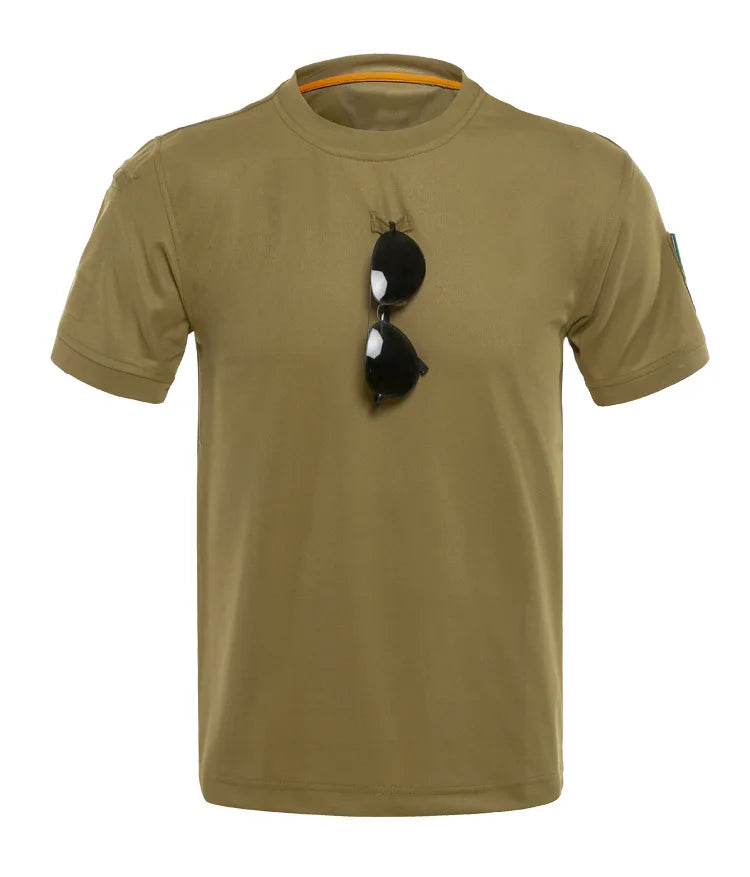 Tactical T-shirt Combat T Shirt Quick Dry Tees Men's Outdoor Hunting Camping Hiking O-Neck Lapel Short Sleeve