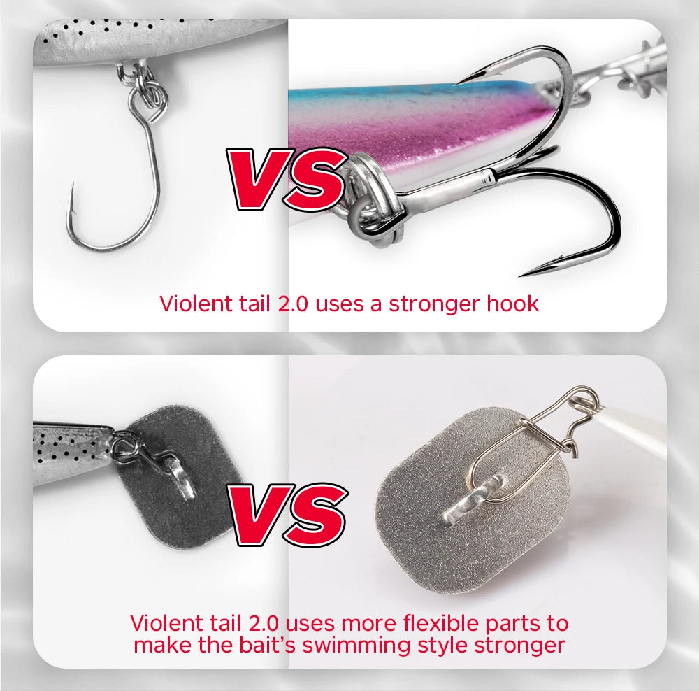 Hunthouse Violent tail 2.0 Jigging Lure Spoon Skining Bait Tackle Artificial 10g 18g 24g For Fishing Lure Pike Trout Tackle