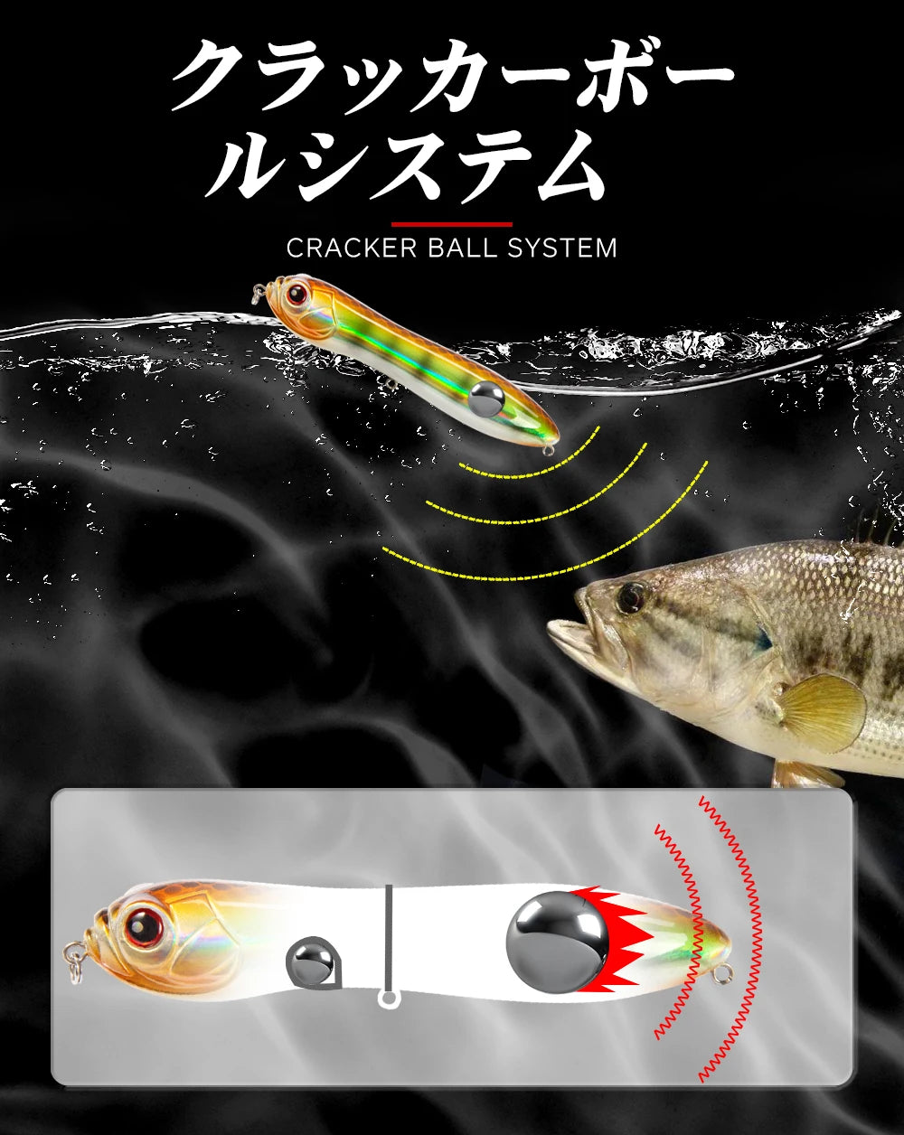 HuntHouse Trairao topwater lure Pencil lure long casting fishing for Bass Pike lure Crazy surface darter sound loud