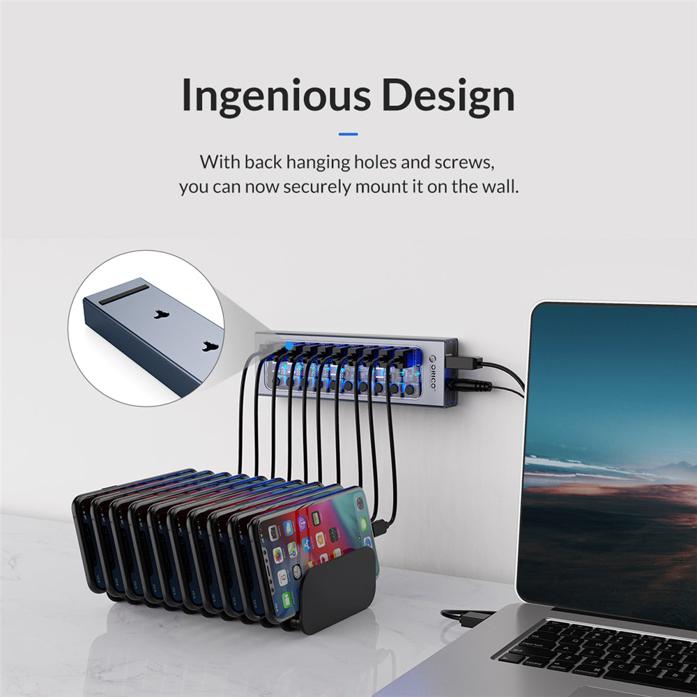 ORICO USB HUB USB 3.0 Hub Multi USB Splitter with QC Fast Charger 7/10/16 Port Multiple Expander USB 3.0 Hub with Switch for PC