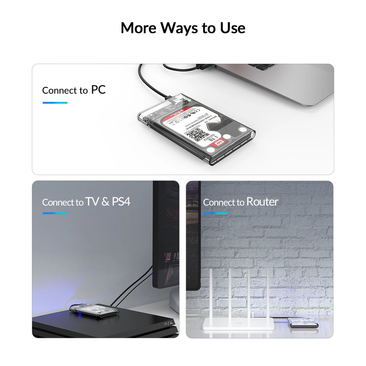 ORICO 2.5'' Transparent HDD Case SATA to USB 3.1 Gen2 10Gbps External Hard Drive Case HDD Enclosure SSD Disk Case Support UASP