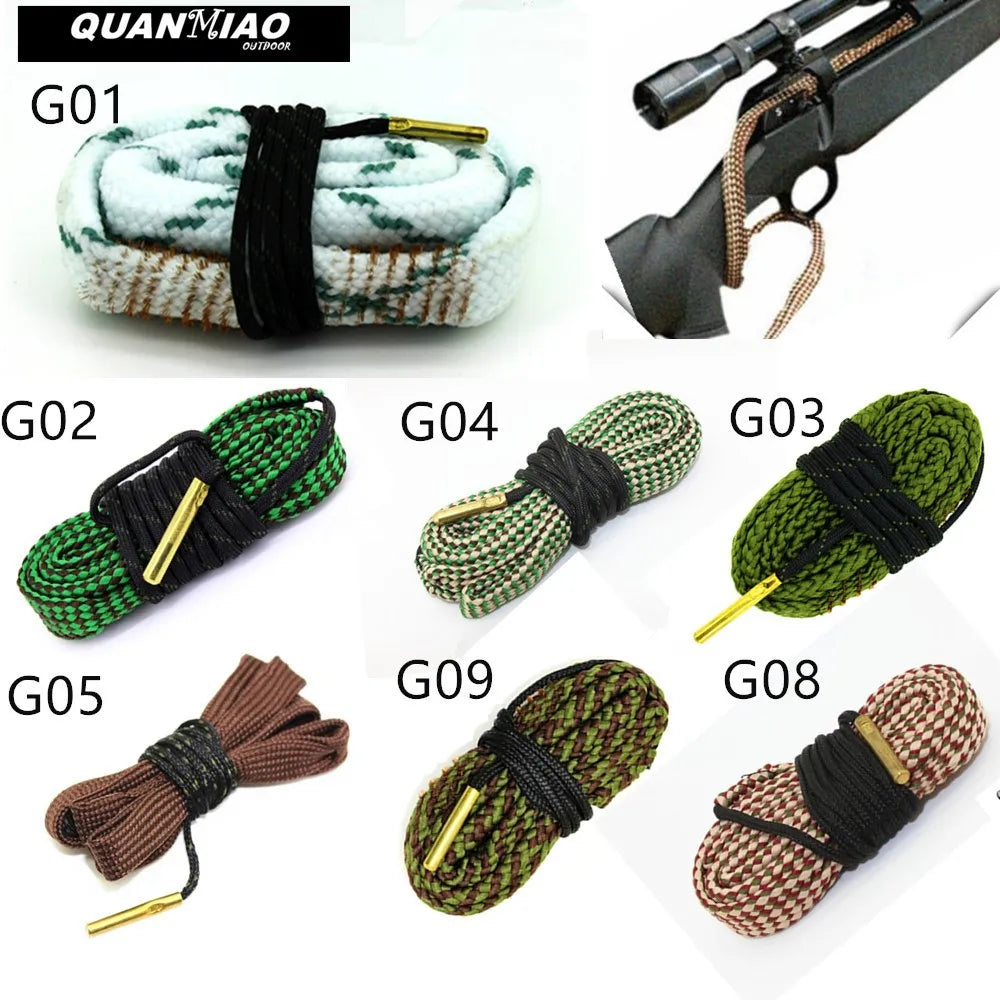 Hunting Gun Bore Cleaner .22 Cal.223 Cal.38 Cal& 5.56mm,7.62mm,12GA Rifle Cleaning Kit Tool Pistol Barrel Cal Rope Brush