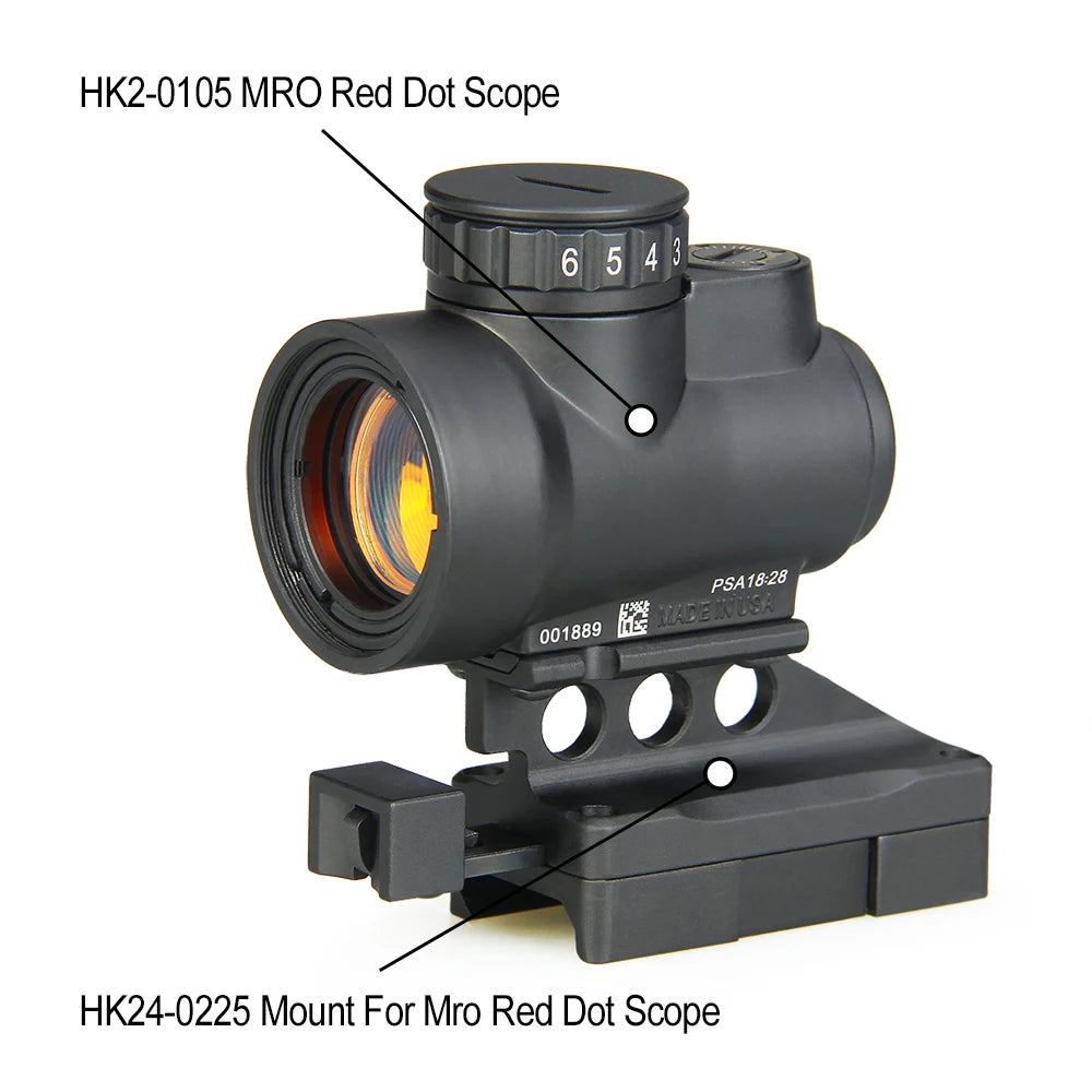 Tactical 1x Mini style red dot sight scope with high and Low picatinny rail mount base hunting shooting HK2-0105