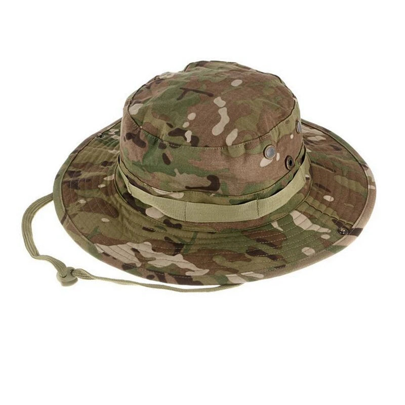 Tactical Boonie Hat Camouflage Fishing Cap Outdoor Sport Sun Bucket Cap Outdoor Training Travel Hunting Hiking Cap