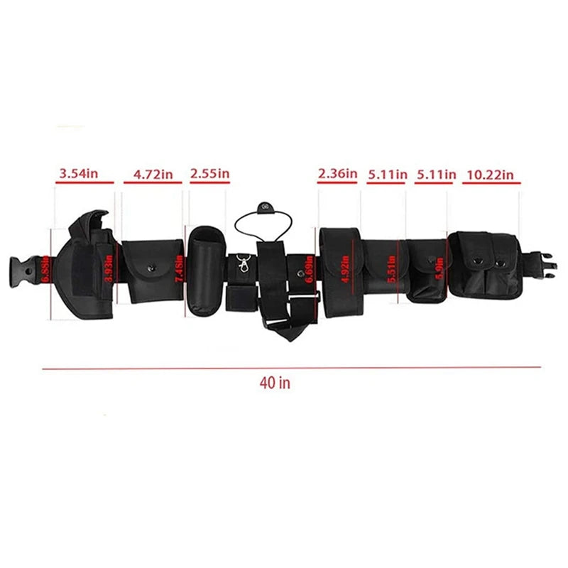 Tactical 10-in-1 Utility Tactical Belt with 9 Commonly Pouches 800D Nylon Fabric Heavy Duty Belt Security Military Hunting Gear