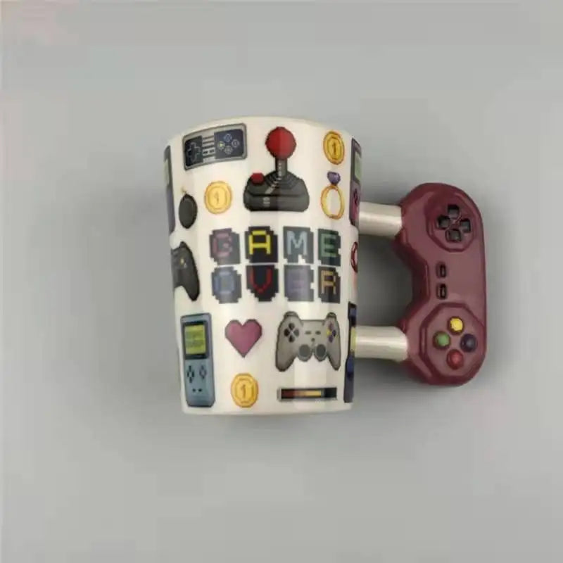 Ceramic Mugs Creative 3D Game Over Coffee Cups Student Milk Game Controller Handle Funny Mug Birthday Christmas Gamer Gift