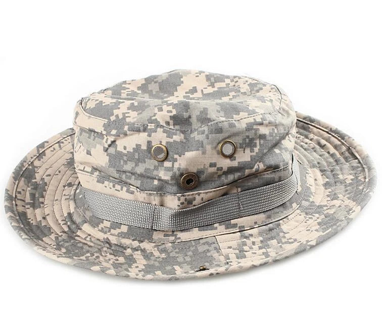 Tactical Boonie Hat Camouflage Fishing Cap Outdoor Sport Sun Bucket Cap Outdoor Training Travel Hunting Hiking Cap