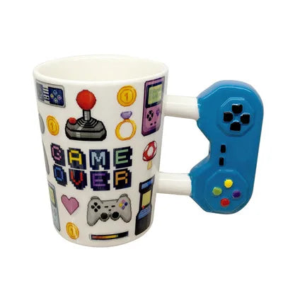 Ceramic Mugs Creative 3D Game Over Coffee Cups Student Milk Game Controller Handle Funny Mug Birthday Christmas Gamer Gift