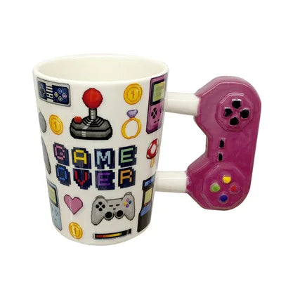 Ceramic Mugs Creative 3D Game Over Coffee Cups Student Milk Game Controller Handle Funny Mug Birthday Christmas Gamer Gift