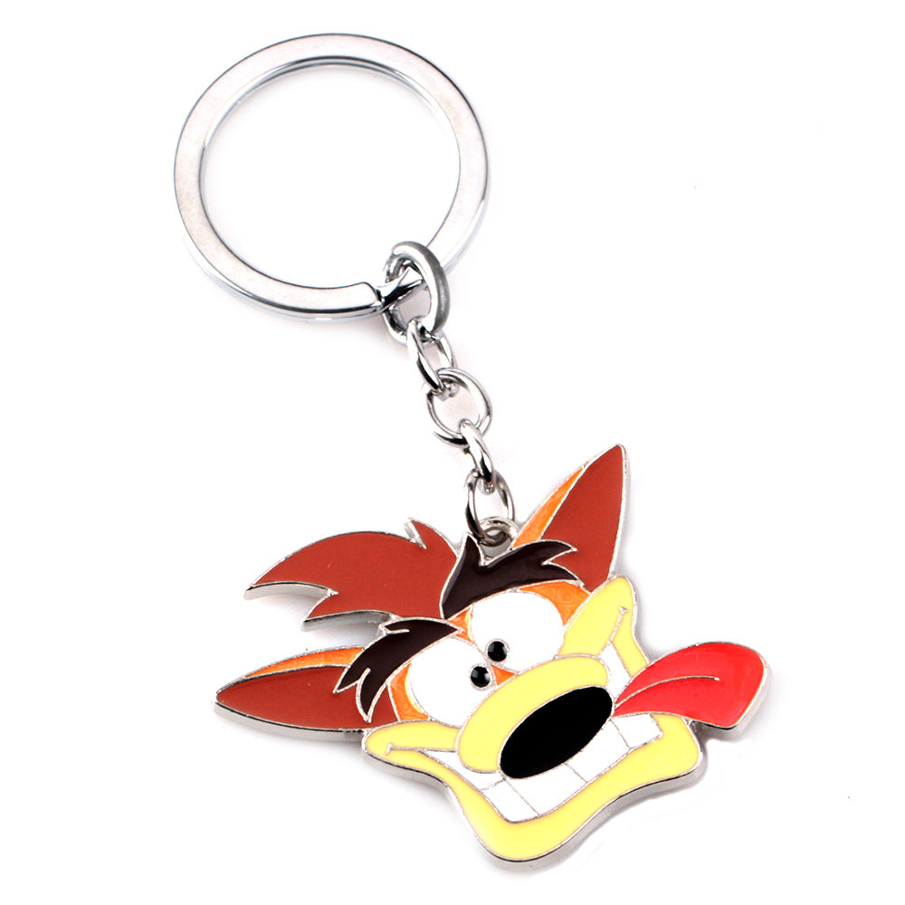 Crash Bandicoot Enamel Keychain for Men Women Cartoon Animal Metal Key Ring Holder Fans Car Bag Decor Jewelry Accessories Gift