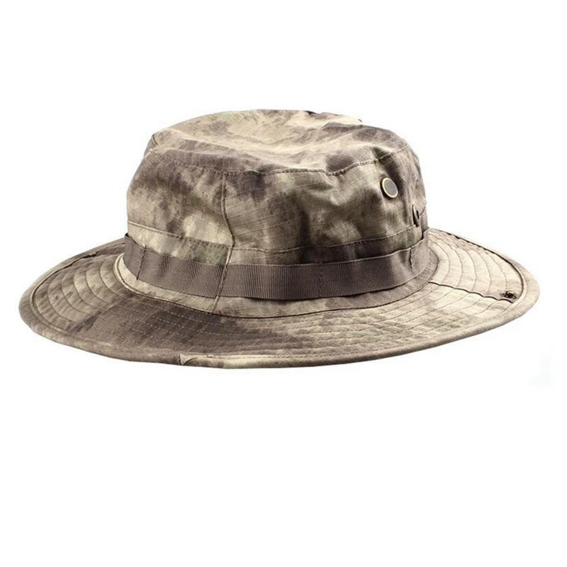 Tactical Boonie Hat Camouflage Fishing Cap Outdoor Sport Sun Bucket Cap Outdoor Training Travel Hunting Hiking Cap
