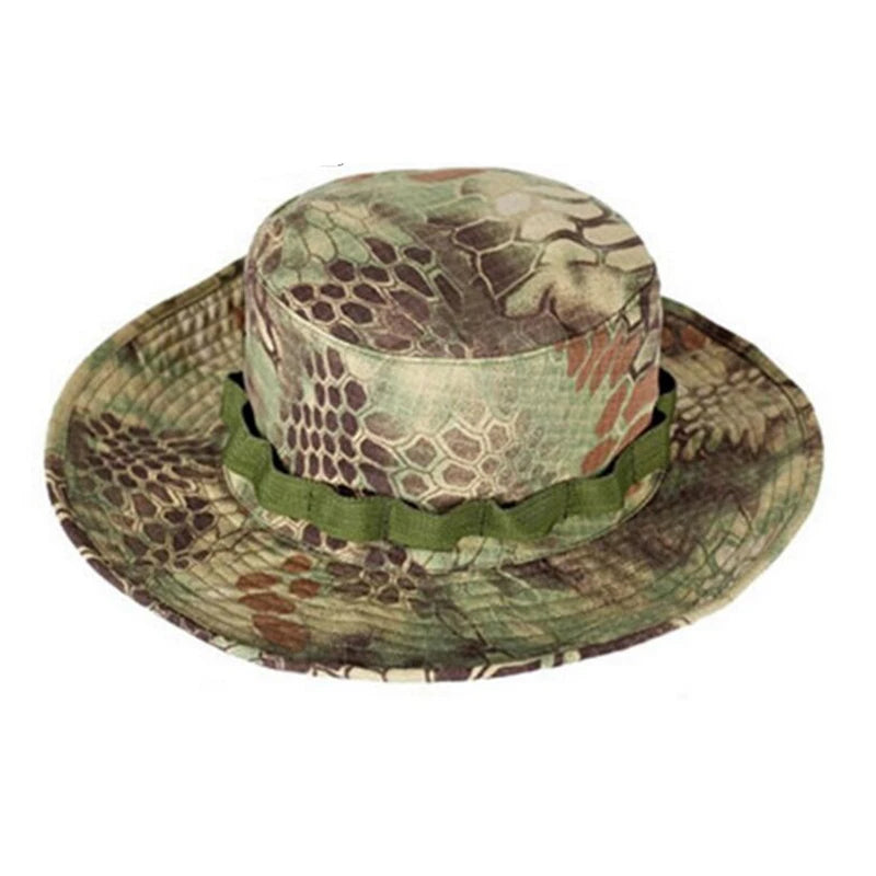 Tactical Boonie Hat Camouflage Fishing Cap Outdoor Sport Sun Bucket Cap Outdoor Training Travel Hunting Hiking Cap
