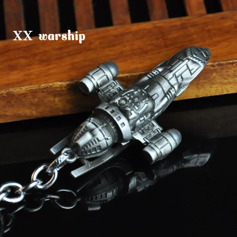 Men's Spaceship Keychain Anime Vintage Star Destroyer Battleship Key Chain On Bag Car Trinket Jewelry Party Boyfriend Gift