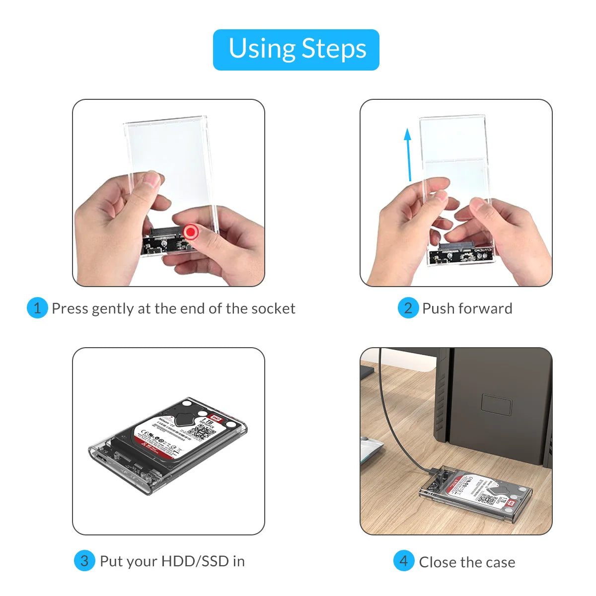 ORICO 2.5-inch transparent mobile hard disk box 2.5'' HDD Case notebook computer shell solid state mechanical ssd hard disk box