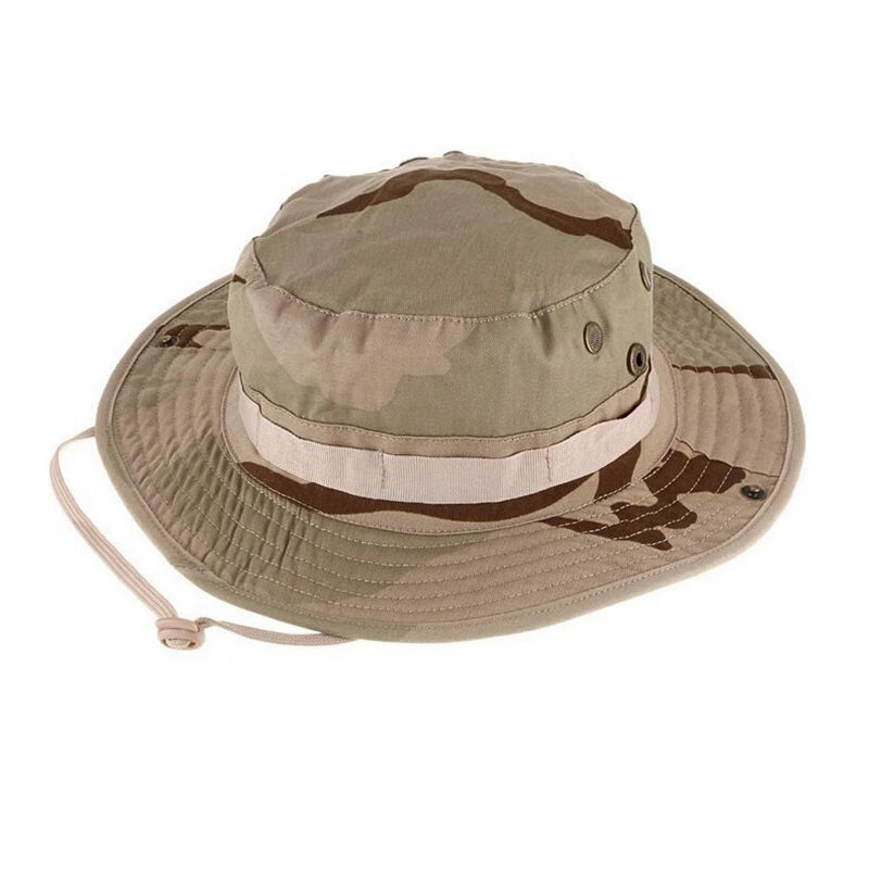 Tactical Boonie Hat Camouflage Fishing Cap Outdoor Sport Sun Bucket Cap Outdoor Training Travel Hunting Hiking Cap