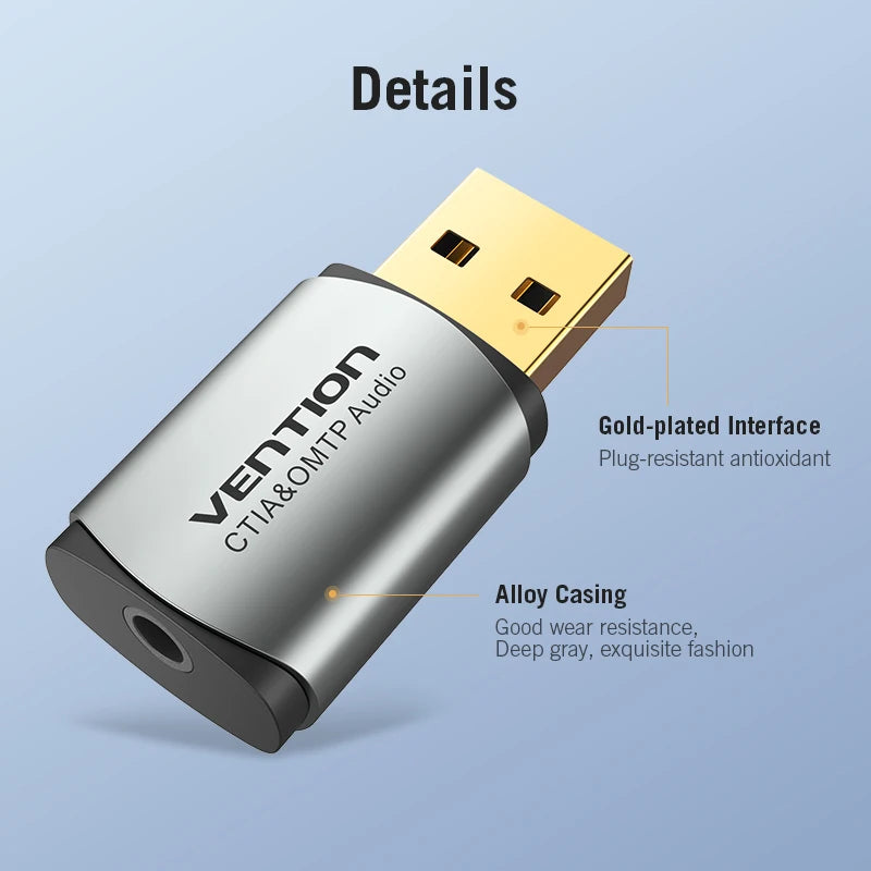 Vention USB External Sound Card  2-in-1 3.5mm USB Adapter Audio Interface for  EarPods Earphone Cable Computer USB Sound Card