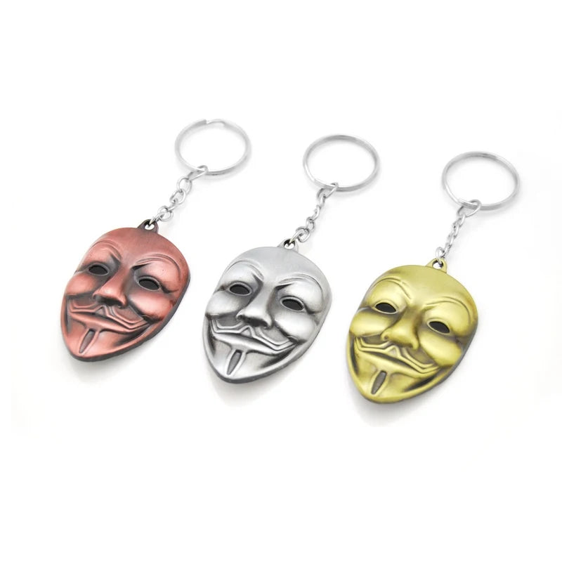 Movie Series Key Chain V for Vendetta Hacker Mask New Keychain for Keys Chaveiro Llavero Keychain 3 Colors Male Gift