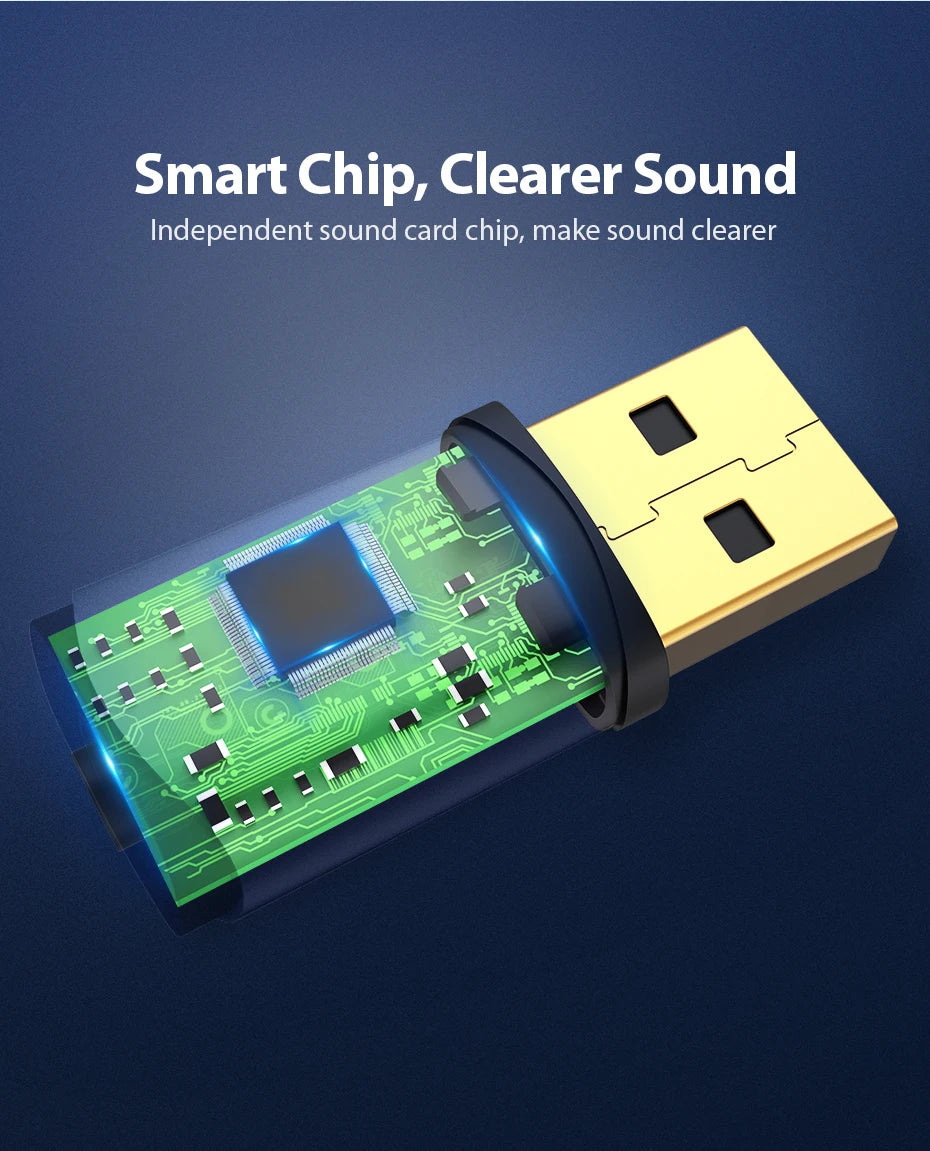 Vention USB External Sound Card  2-in-1 3.5mm USB Adapter Audio Interface for  EarPods Earphone Cable Computer USB Sound Card