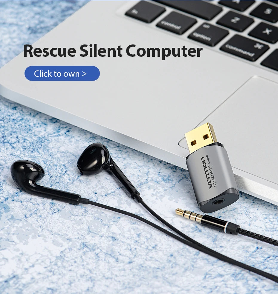 Vention USB External Sound Card  2-in-1 3.5mm USB Adapter Audio Interface for  EarPods Earphone Cable Computer USB Sound Card