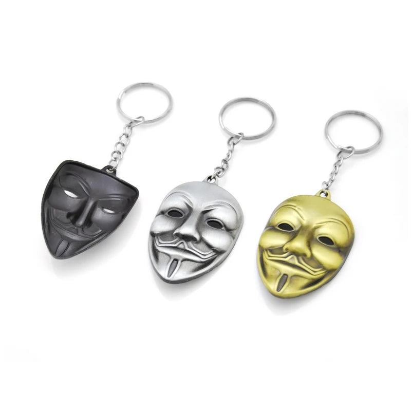 Movie Series Key Chain V for Vendetta Hacker Mask New Keychain for Keys Chaveiro Llavero Keychain 3 Colors Male Gift