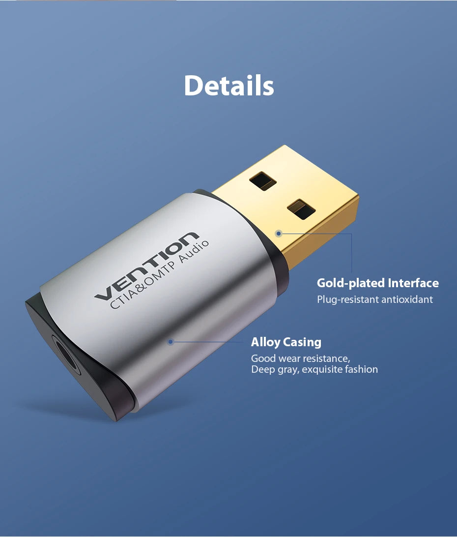 Vention USB External Sound Card  2-in-1 3.5mm USB Adapter Audio Interface for  EarPods Earphone Cable Computer USB Sound Card