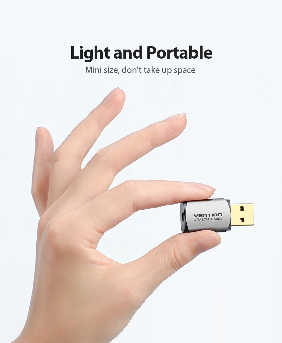 Vention USB External Sound Card  2-in-1 3.5mm USB Adapter Audio Interface for  EarPods Earphone Cable Computer USB Sound Card