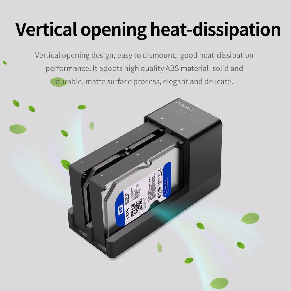 ORICO 2 Bay HDD Docking Station with Offline Clone SATA to USB 3.0 Hard Drive Docking Station for 2.5/3.5 inch Hard Drive Case