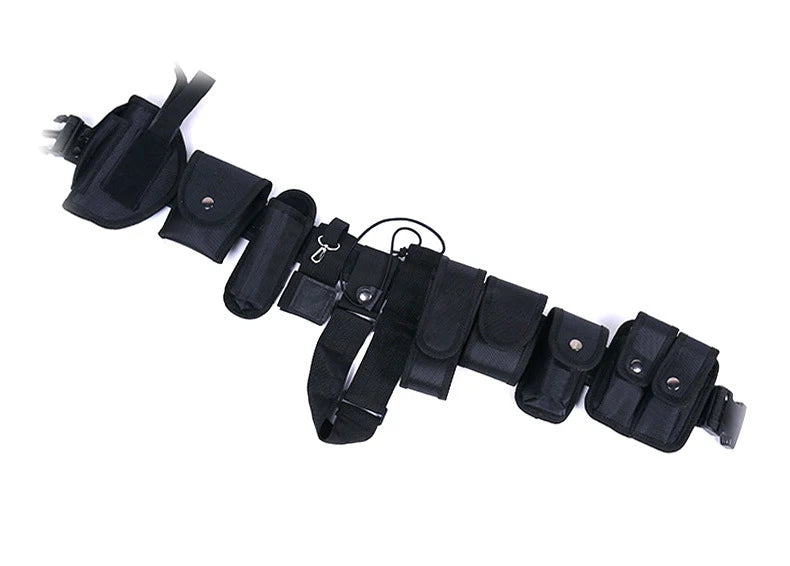 Tactical 10-in-1 Utility Tactical Belt with 9 Commonly Pouches 800D Nylon Fabric Heavy Duty Belt Security Military Hunting Gear