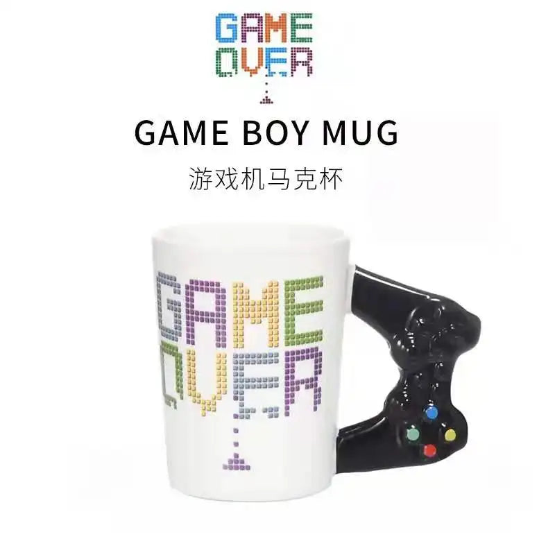 Ceramic Mugs Creative 3D Game Over Coffee Cups Student Milk Game Controller Handle Funny Mug Birthday Christmas Gamer Gift