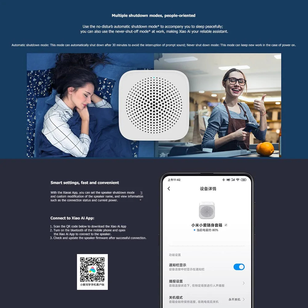 Orginal Xiaomi  Smart Bluetooth Kit Mini Wireless HD Quality Portable Speaker Column Mic Hands Free Call AI Bluetooth 5.0 Sound