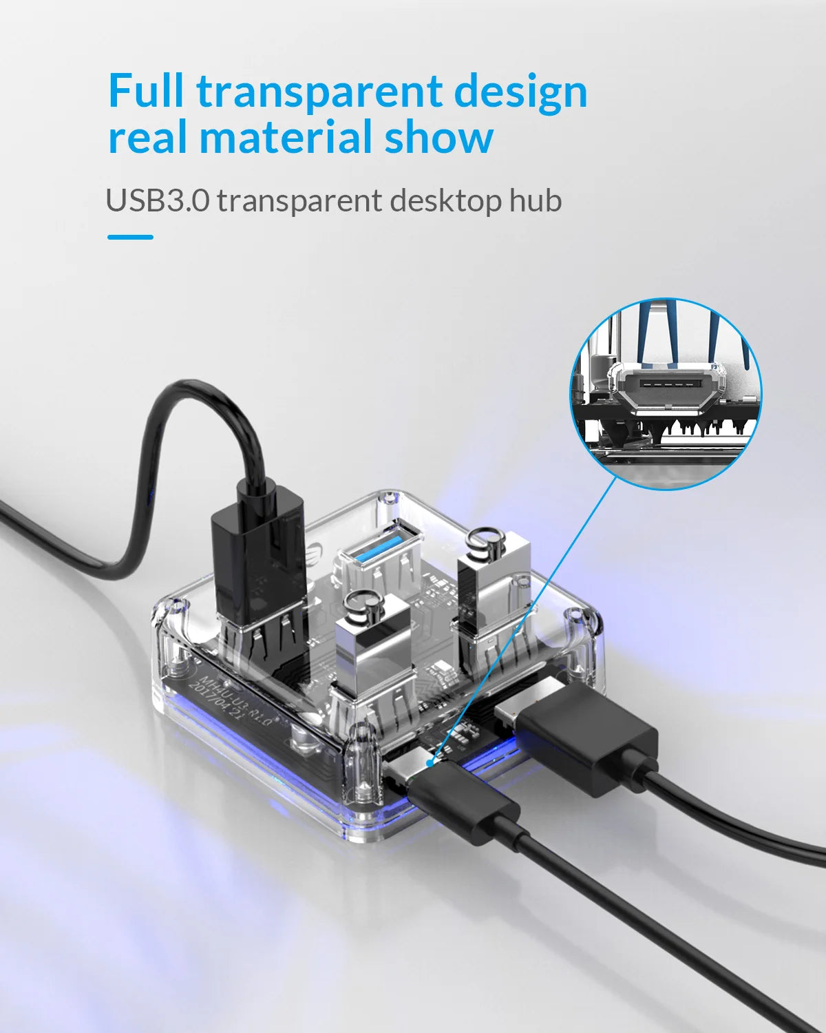 ORICO 4/7 Port USB 3.0 Hub Dual Power Supply Splitter Adapter OTG USB C Charger Hub Powered PC Computer Peripherals Accessories