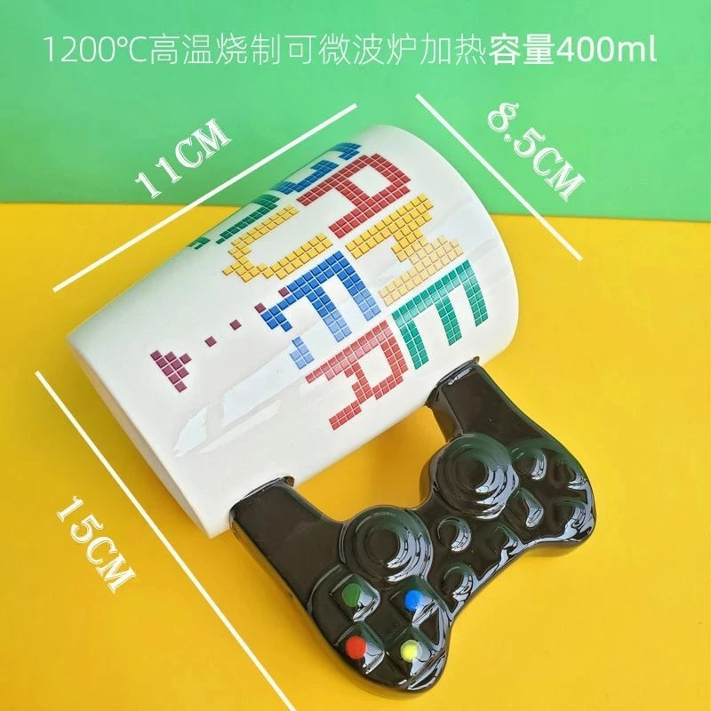Ceramic Mugs Creative 3D Game Over Coffee Cups Student Milk Game Controller Handle Funny Mug Birthday Christmas Gamer Gift
