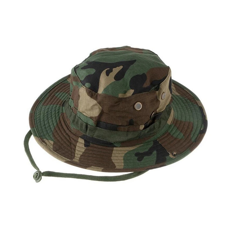 Tactical Boonie Hat Camouflage Fishing Cap Outdoor Sport Sun Bucket Cap Outdoor Training Travel Hunting Hiking Cap