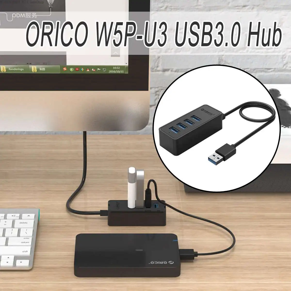 Orico USB 3.0 HUB 5Gbps Dock Station Usb Hub for Mouse Keyboard Compatible with MacBook Pro Air Laptop Desktop PC Splitter