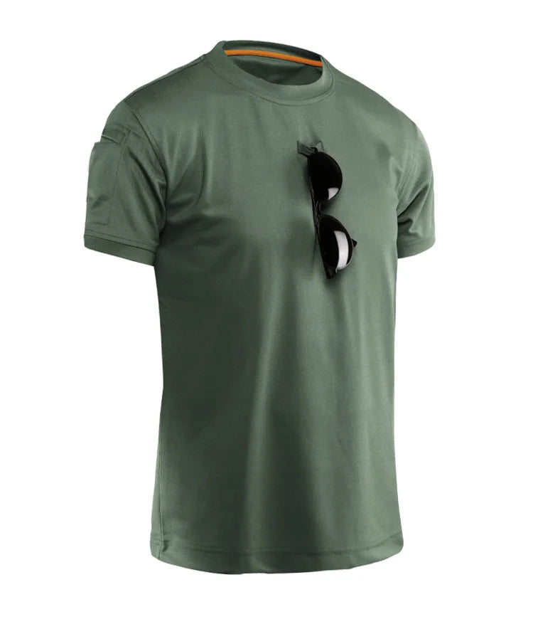 Tactical T-shirt Combat T Shirt Quick Dry Tees Men's Outdoor Hunting Camping Hiking O-Neck Lapel Short Sleeve