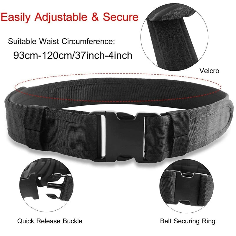 Tactical 10-in-1 Utility Tactical Belt with 9 Commonly Pouches 800D Nylon Fabric Heavy Duty Belt Security Military Hunting Gear