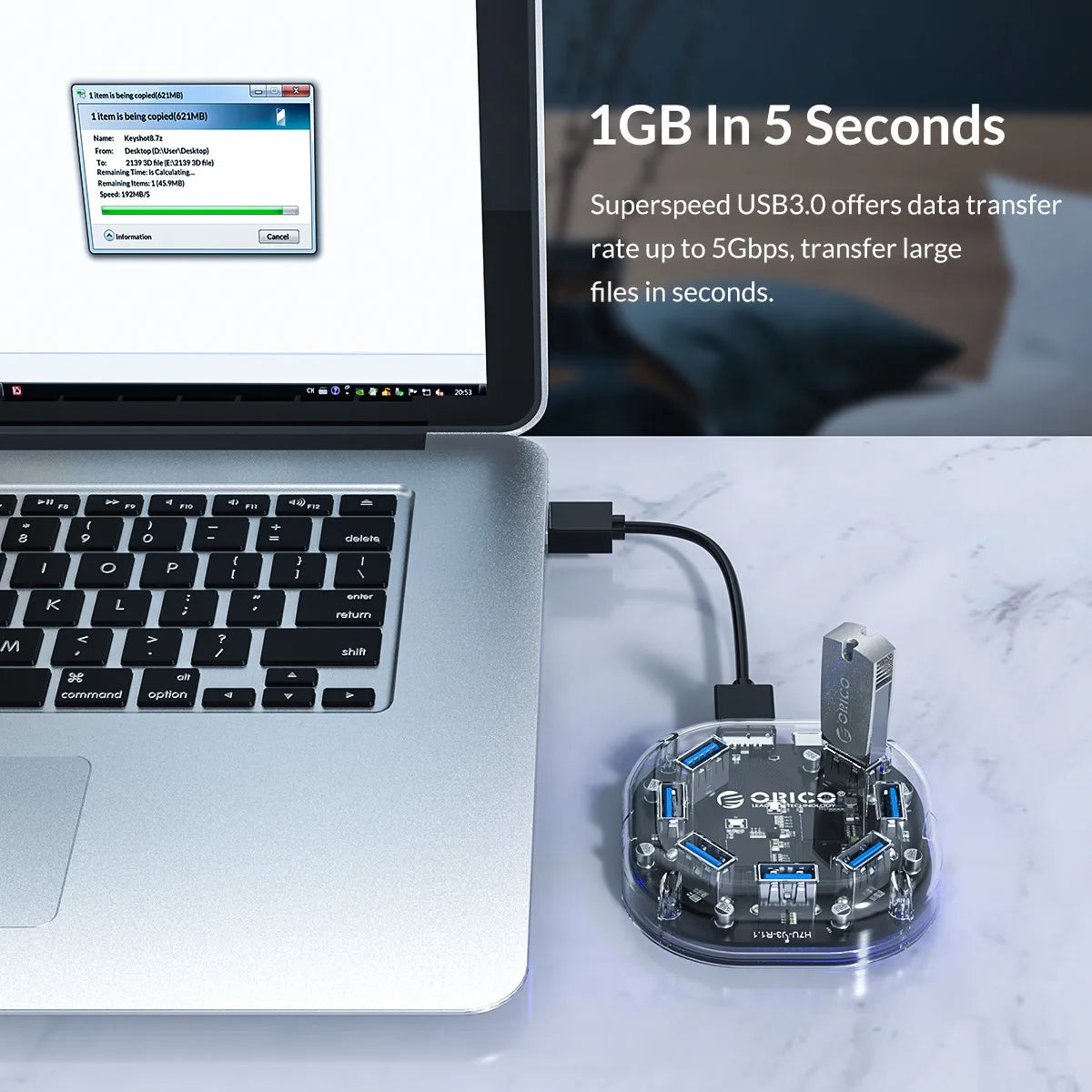 ORICO 4/7 Port USB 3.0 Hub Dual Power Supply Splitter Adapter OTG USB C Charger Hub Powered PC Computer Peripherals Accessories